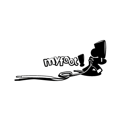 myfoot logo shoe skin lace run exclamation mark black