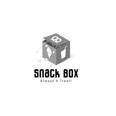 snack box logo ice cream drink pretzel popcorn greyscale