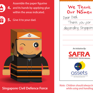 safra foldable paper figurine singapore civil defence force 3d