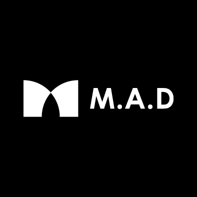 mad financial company logo m a d white horizontal