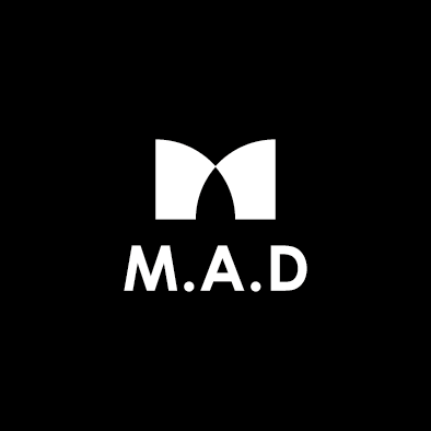 mad financial company logo m a d white vertical